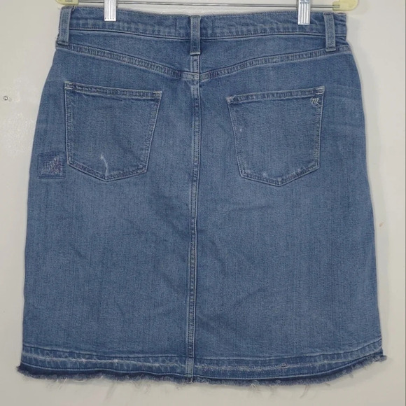 MADEWELL Distressed Denim Pencil Skirt, Released Hem, Cotton Spandex,  29 - Picture 4 of 16